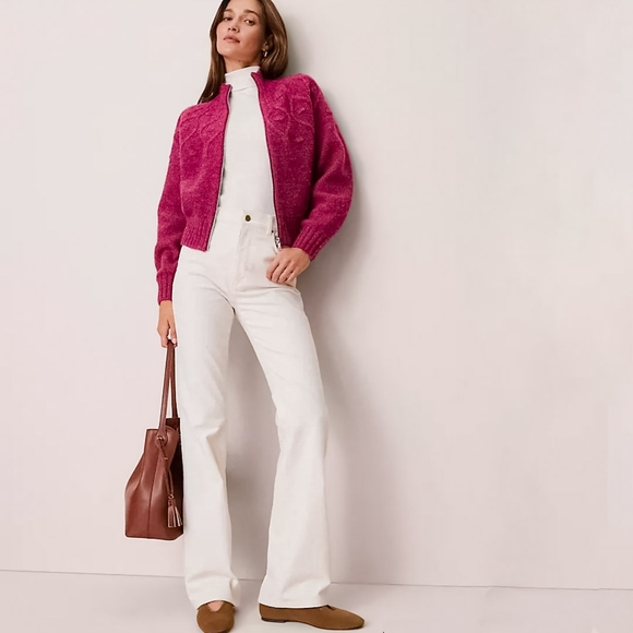 Ann Taylor Pants - New Weekend Collection Boot Cut Women's White Corduroy Flare Leg Pants